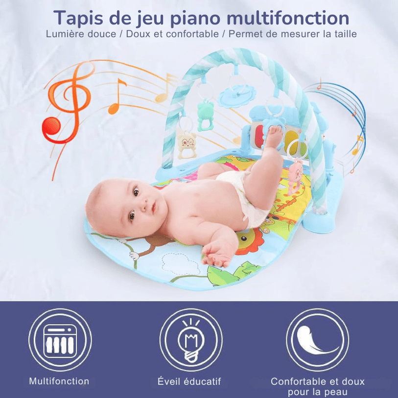 Tapis d’Éveil - KiddoMat™ - Paradis Animalier Bleu - Joujoux Bebe