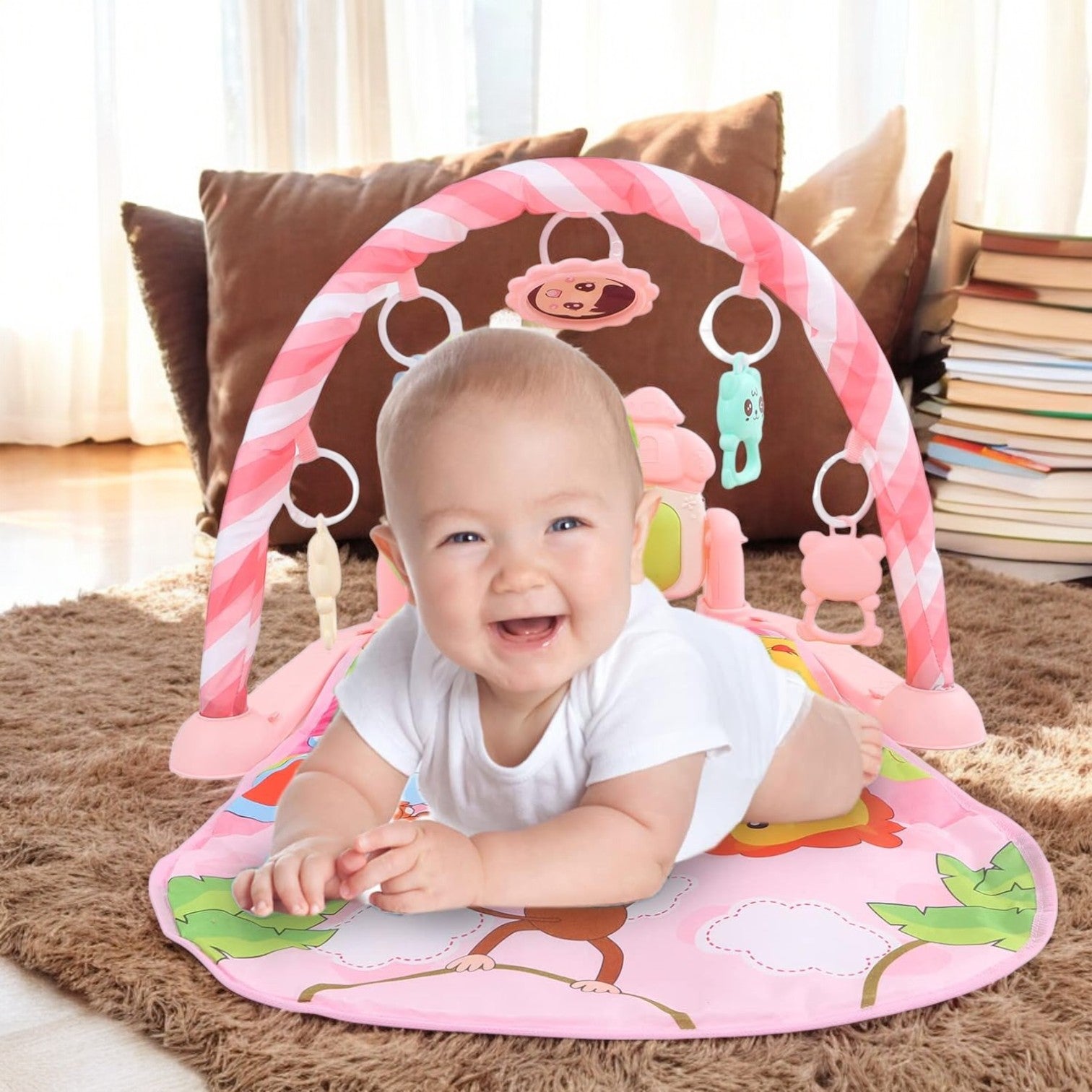 Tapis d’Éveil - KiddoMat™ - Paradis Animalier Rose - Joujoux Bebe