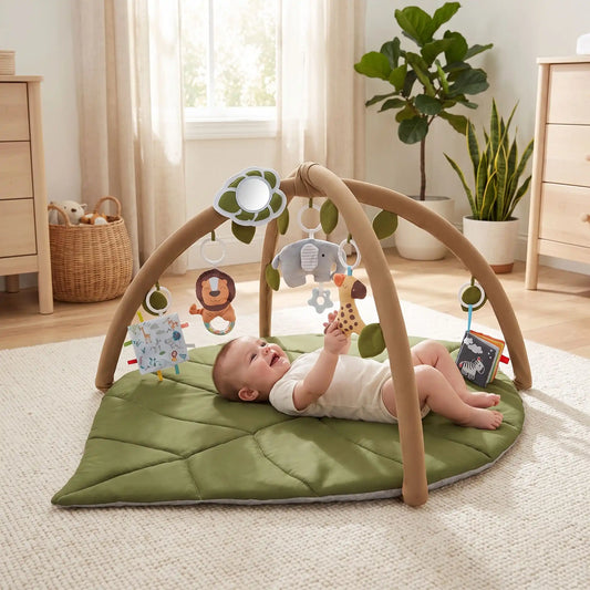 tapis d’éveil bébé avec arche vert feuille