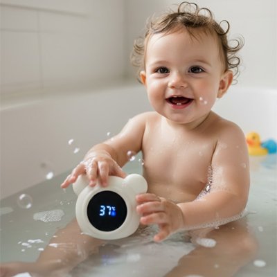 Thermometre de bain avec bébé