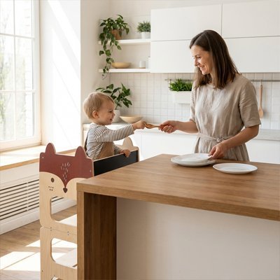 Tour d'apprentissage montessori​ aide bébé a etre a table