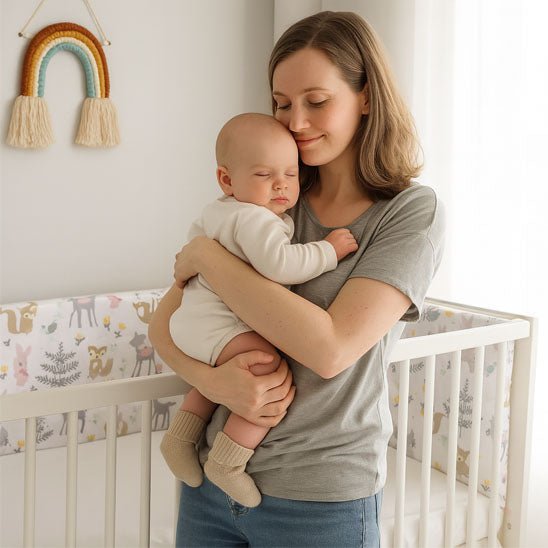 tour de lit bebe et maman calin bebe