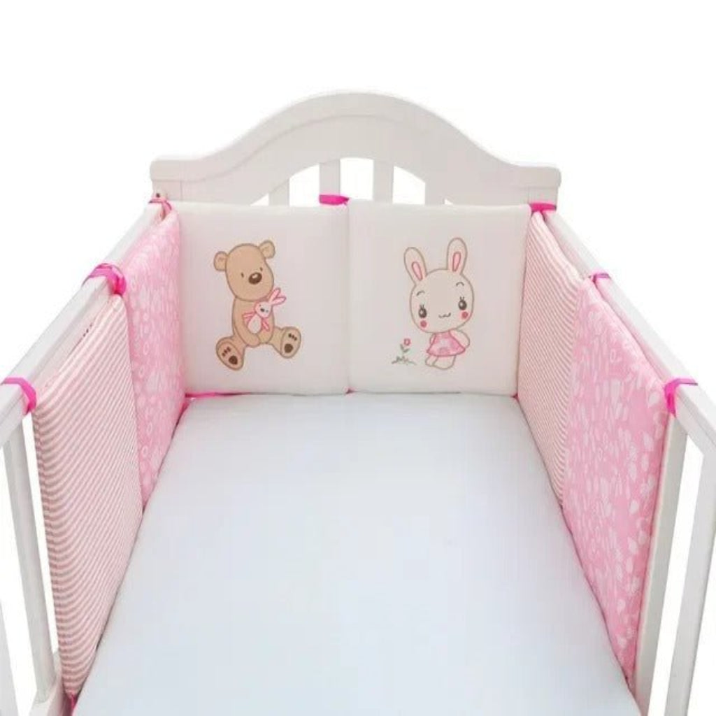 Tour de lit bébé lapin rose