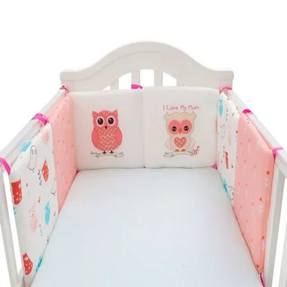 Tour de lit bébé hibou rose