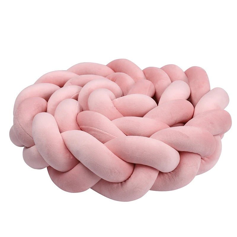 tour de lit tresse rose en boule