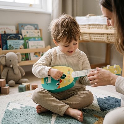 ukulélé enfant Montessori avec cordes adaptées petites mains